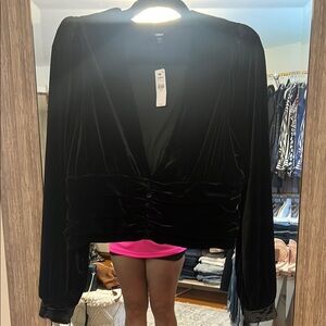 Express Elegant Black Velvet Top